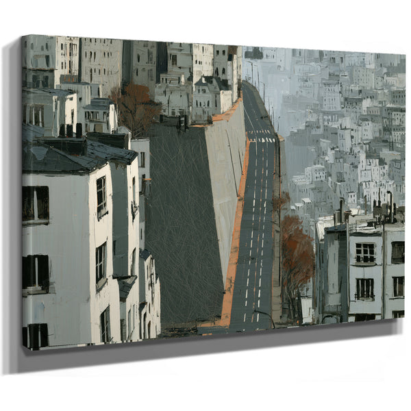 Empty Urban Street Steep Hill Gray City by Bella Frye