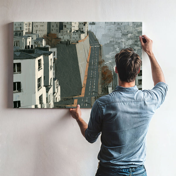Empty Urban Street Steep Hill Gray City by Bella Frye