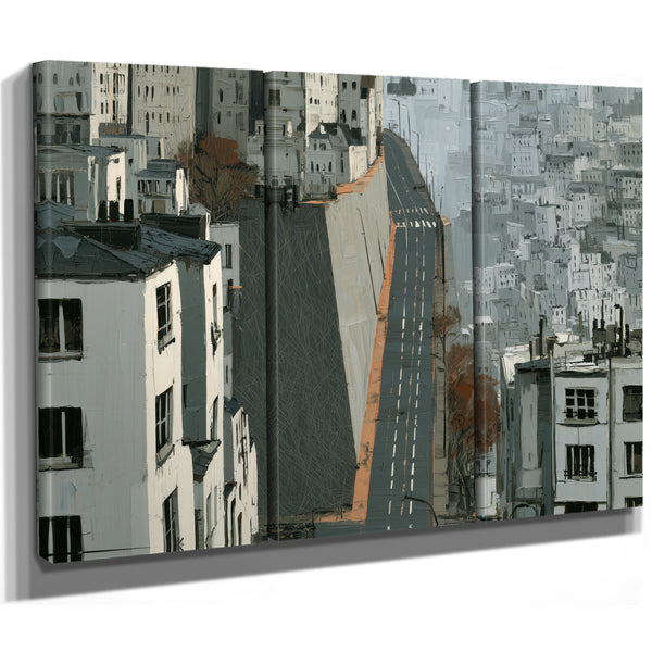 Empty Urban Street Steep Hill Gray City by Bella Frye