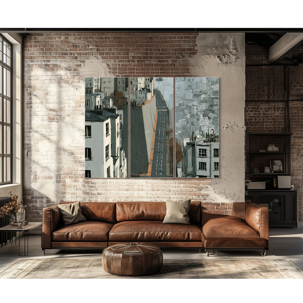 Empty Urban Street Steep Hill Gray City by Bella Frye