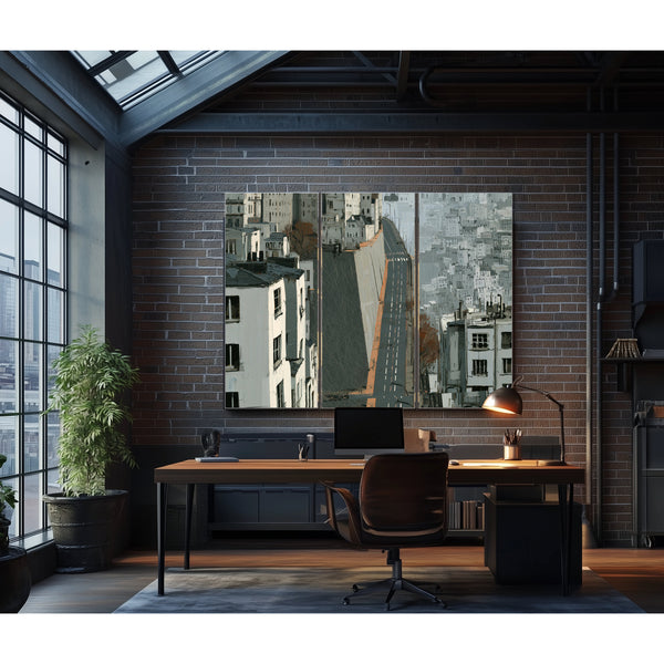 Empty Urban Street Steep Hill Gray City by Bella Frye