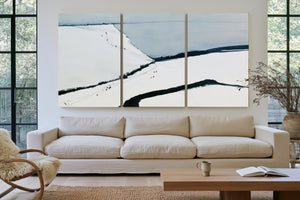 Figures Sledging Snow Covered Winter Hills by Bella Frye