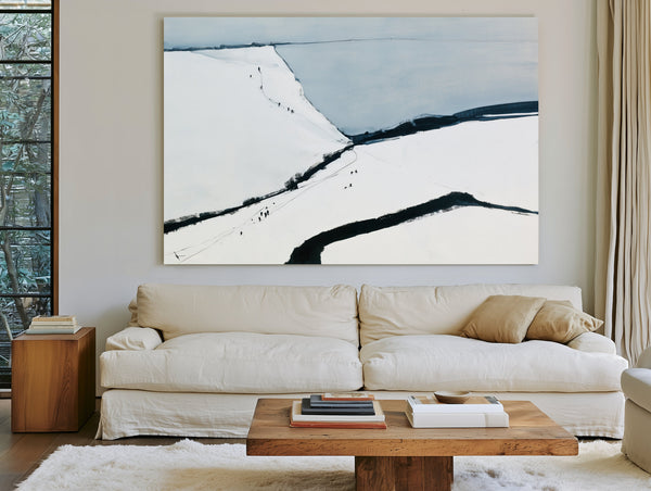 Figures Sledging Snow Covered Winter Hills by Bella Frye