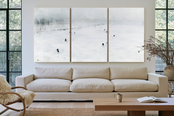 Figures Walking Across Snowy Winter Field by Bella Frye