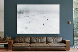 Figures Walking Across Snowy Winter Field by Bella Frye