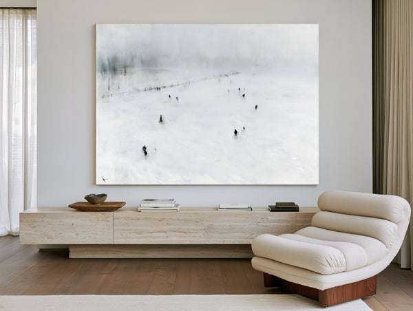 Figures Walking Across Snowy Winter Field by Bella Frye