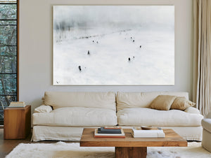 Figures Walking Across Snowy Winter Field by Bella Frye