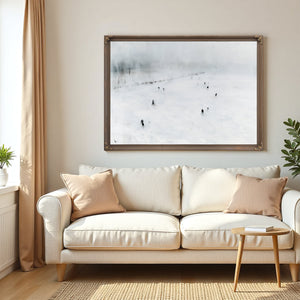 Figures Walking Across Snowy Winter Field by Bella Frye