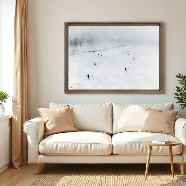 Figures Walking Across Snowy Winter Field by Bella Frye