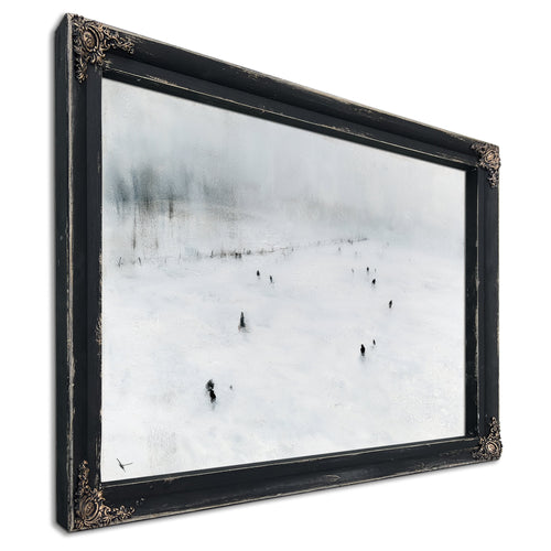Figures Walking Across Snowy Winter Field by Bella Frye