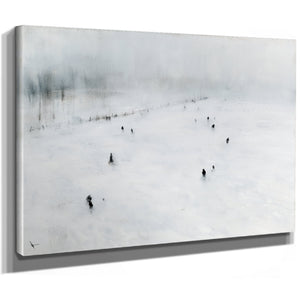 Figures Walking Across Snowy Winter Field by Bella Frye