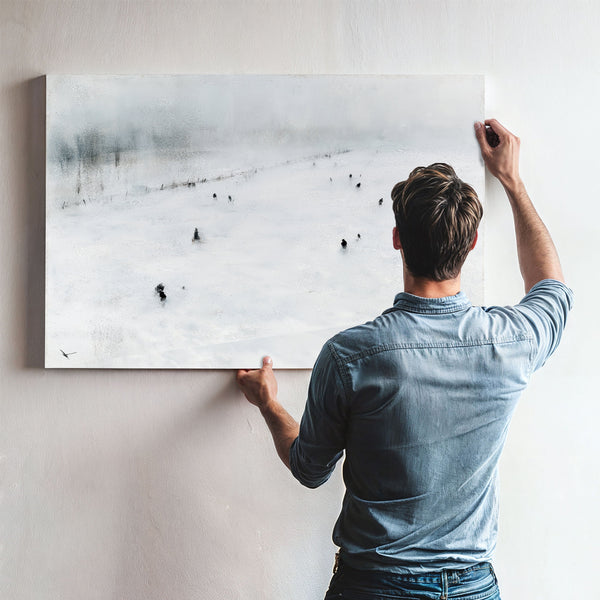 Figures Walking Across Snowy Winter Field by Bella Frye