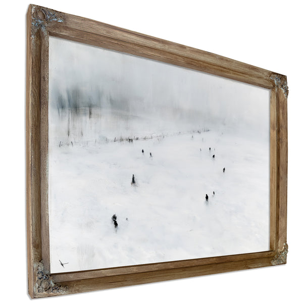 Figures Walking Across Snowy Winter Field by Bella Frye