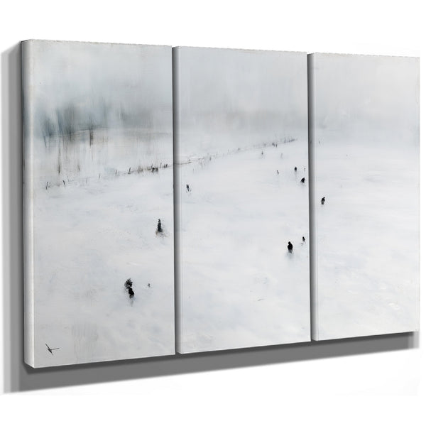 Figures Walking Across Snowy Winter Field by Bella Frye