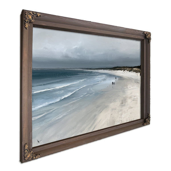 Figures Walking Overcast Winter Beach by Bella Frye