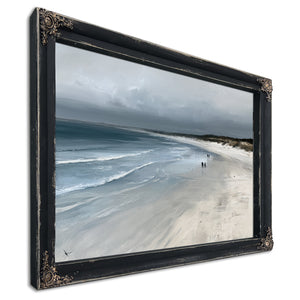 Figures Walking Overcast Winter Beach by Bella Frye