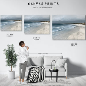 Figures Walking Overcast Winter Beach by Bella Frye