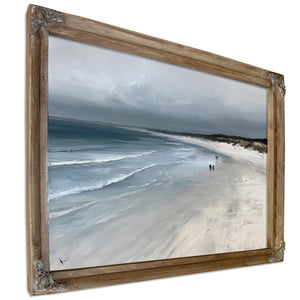 Figures Walking Overcast Winter Beach by Bella Frye