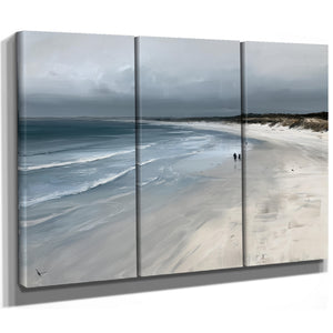 Figures Walking Overcast Winter Beach by Bella Frye