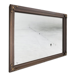 Figures Walking Snowy Slope In Fog by Bella Frye