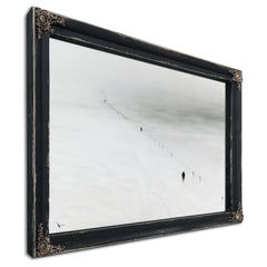 Figures Walking Snowy Slope In Fog by Bella Frye