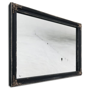 Figures Walking Snowy Slope In Fog by Bella Frye