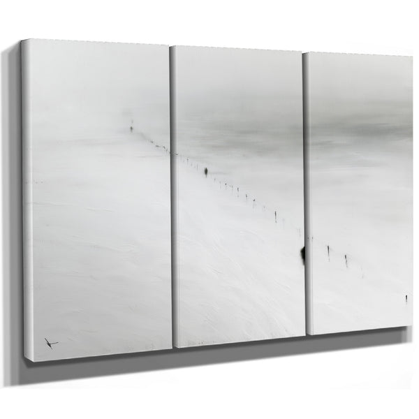 Figures Walking Snowy Slope In Fog by Bella Frye