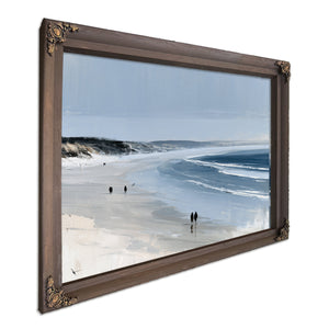 Figures Walking Wide Beach On Overcast Day by Bella Frye