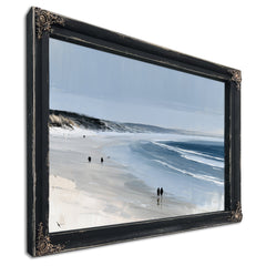 Figures Walking Wide Beach On Overcast Day by Bella Frye