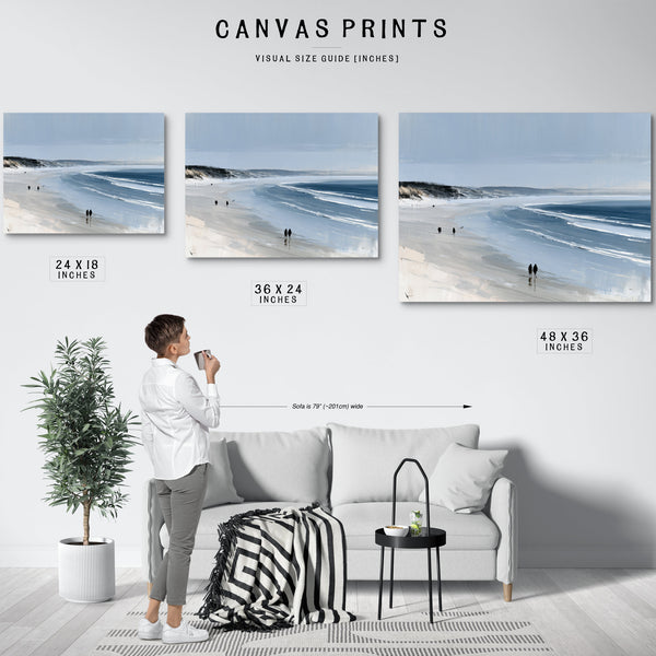 Figures Walking Wide Beach On Overcast Day by Bella Frye