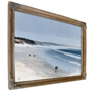 Figures Walking Wide Beach On Overcast Day by Bella Frye