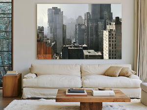 Foggy Urban Skyline Gray Midrise Buildings by Bella Frye