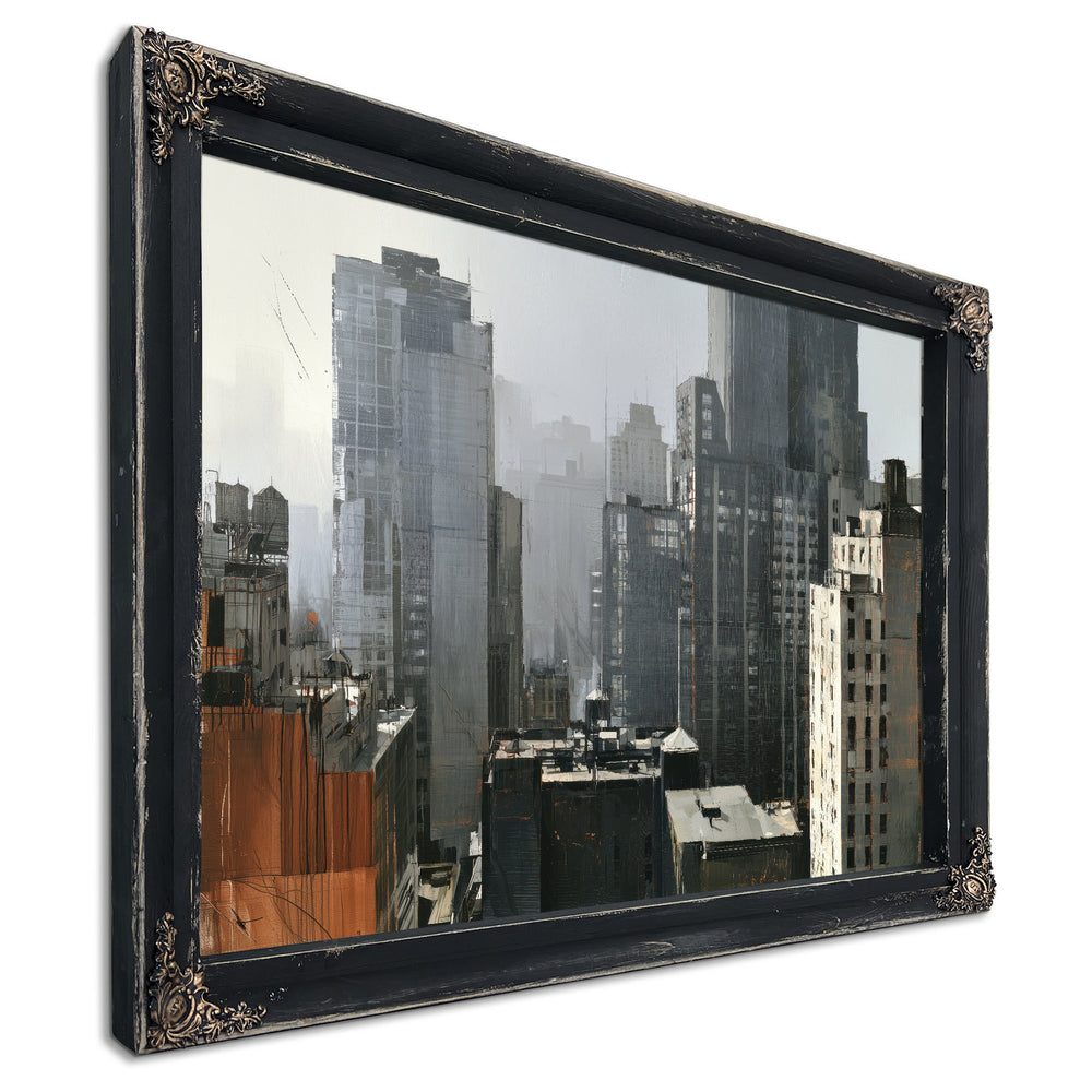 Foggy Urban Skyline Gray Midrise Buildings by Bella Frye