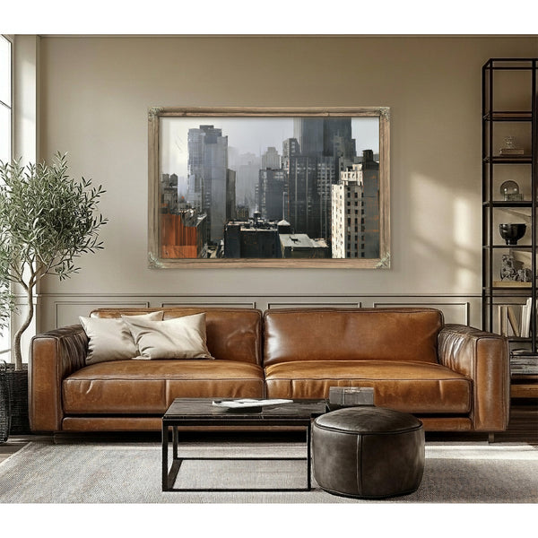 Foggy Urban Skyline Gray Midrise Buildings by Bella Frye