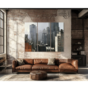 Foggy Urban Skyline Gray Midrise Buildings by Bella Frye