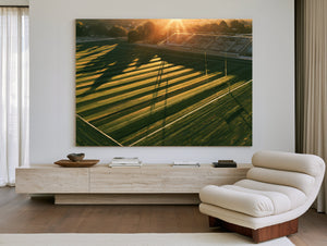 Football Field At Golden Hour Aerial View by Bella Frye