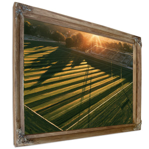 Football Field At Golden Hour Aerial View by Bella Frye