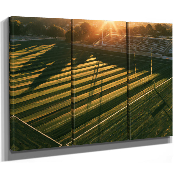 Football Field At Golden Hour Aerial View by Bella Frye