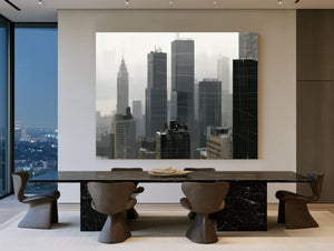 Gray City Skyline In Misty Morning Light by Bella Frye