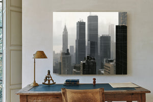 Gray City Skyline In Misty Morning Light by Bella Frye