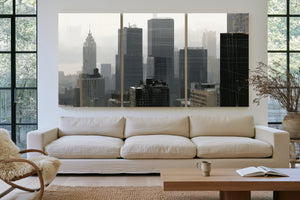 Gray City Skyline In Misty Morning Light by Bella Frye
