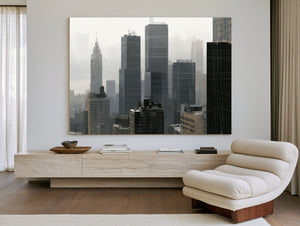 Gray City Skyline In Misty Morning Light by Bella Frye