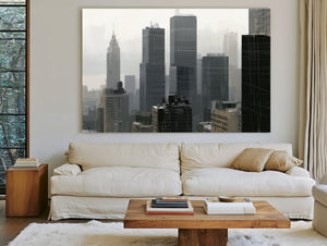 Gray City Skyline In Misty Morning Light by Bella Frye