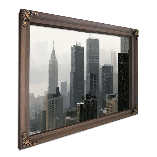 Gray City Skyline In Misty Morning Light by Bella Frye