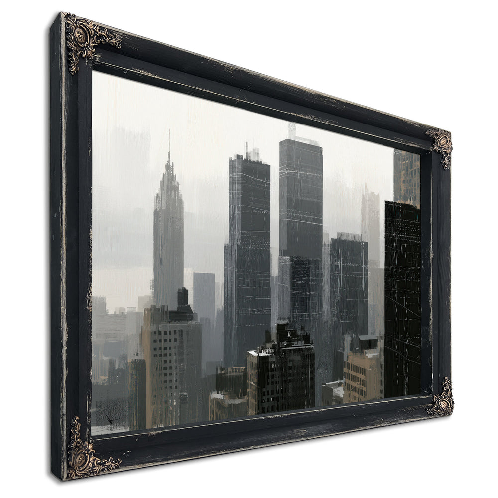 Gray City Skyline In Misty Morning Light by Bella Frye