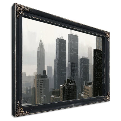 Gray City Skyline In Misty Morning Light by Bella Frye