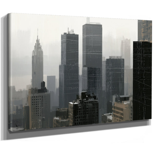 Gray City Skyline In Misty Morning Light by Bella Frye