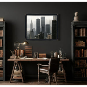 Gray City Skyline In Misty Morning Light by Bella Frye