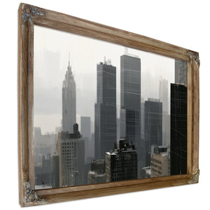 Gray City Skyline In Misty Morning Light by Bella Frye