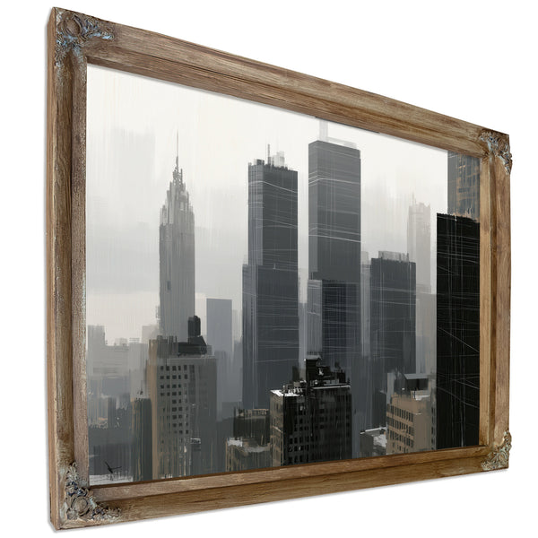 Gray City Skyline In Misty Morning Light by Bella Frye